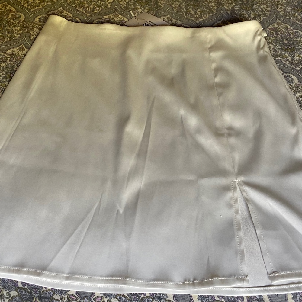 White satin mini skirt